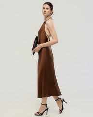 22 Momme Open Back Silk Halter Dress