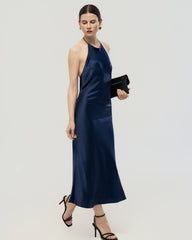 22 Momme Open Back Silk Halter Dress