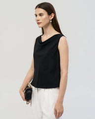 22 Momme Silk Cowl Neck Sleeveless Top