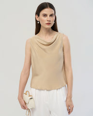 22 Momme Silk Cowl Neck Sleeveless Top