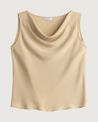 22 Momme Silk Cowl Neck Sleeveless Top