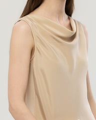 22 Momme Silk Cowl Neck Sleeveless Top