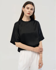 22 Momme Oversized Silk Crew Neck Half Sleeve Shirt