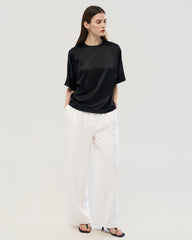 22 Momme Oversized Silk Crew Neck Half Sleeve Shirt