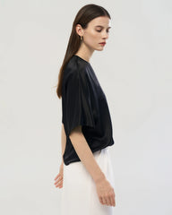 22 Momme Oversized Silk Crew Neck Half Sleeve Shirt