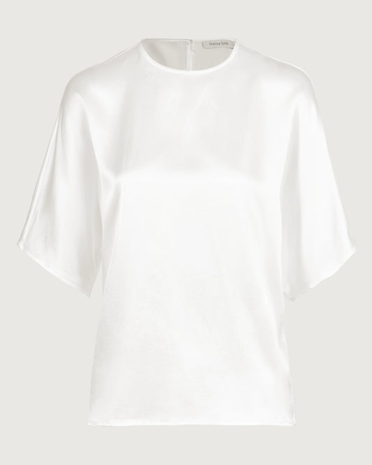 22 Momme Oversized Silk Crew Neck Half Sleeve Shirt