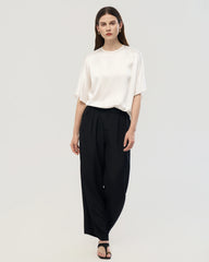 22 Momme Oversized Silk Crew Neck Half Sleeve Shirt