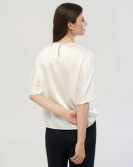 22 Momme Oversized Silk Crew Neck Half Sleeve Shirt