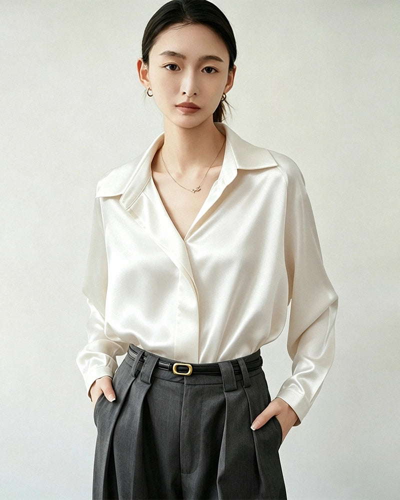 22 Momme Silk Hidden Placket Blouse