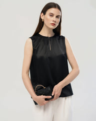 22 Momme Silk Split Neck Sleeveless Tank Top