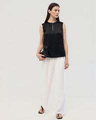 22 Momme Silk Split Neck Sleeveless Tank Top
