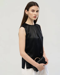 22 Momme Silk Split Neck Sleeveless Tank Top
