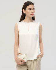 22 Momme Silk Split Neck Sleeveless Tank Top