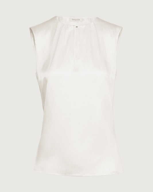 22 Momme Silk Split Neck Sleeveless Tank Top