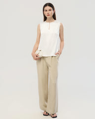 22 Momme Silk Split Neck Sleeveless Tank Top