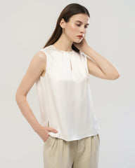 22 Momme Silk Split Neck Sleeveless Tank Top