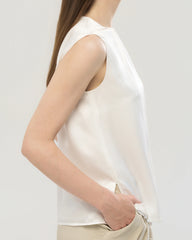 22 Momme Silk Split Neck Sleeveless Tank Top