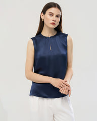22 Momme Silk Split Neck Sleeveless Tank Top
