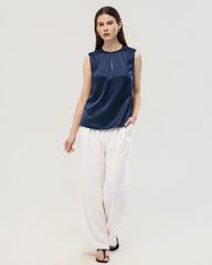 22 Momme Silk Split Neck Sleeveless Tank Top