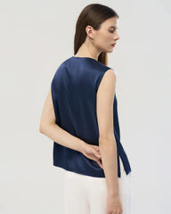 22 Momme Silk Split Neck Sleeveless Tank Top