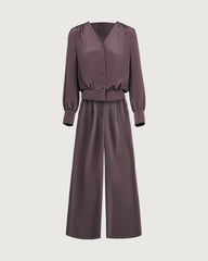 22 Momme Silk Shirt and Straight Pants Set