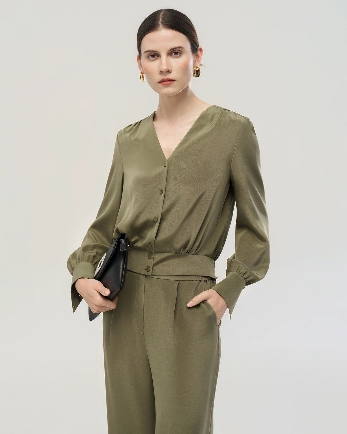 22 Momme Silk Shirt and Straight Pants Set