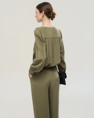 22 Momme Silk Shirt and Straight Pants Set