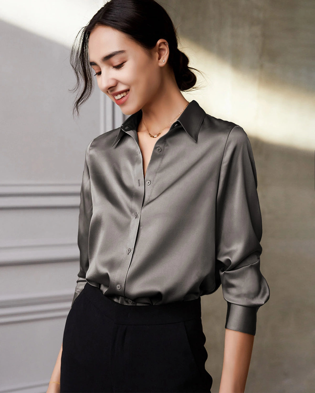 22 Momme Silk Long Sleeve Shirt for Women
