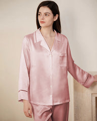 22 Momme Mulberry Silk Pajama Set with Lace Trim