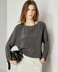 30mm Loose Long Sleeve Pullover Silk Blouse