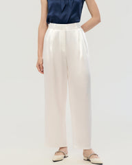 30 Momme Silk Pleated Straight Leg Trousers
