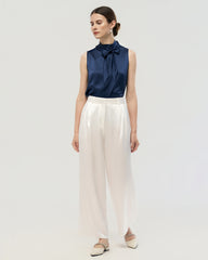30 Momme Silk Pleated Straight Leg Trousers