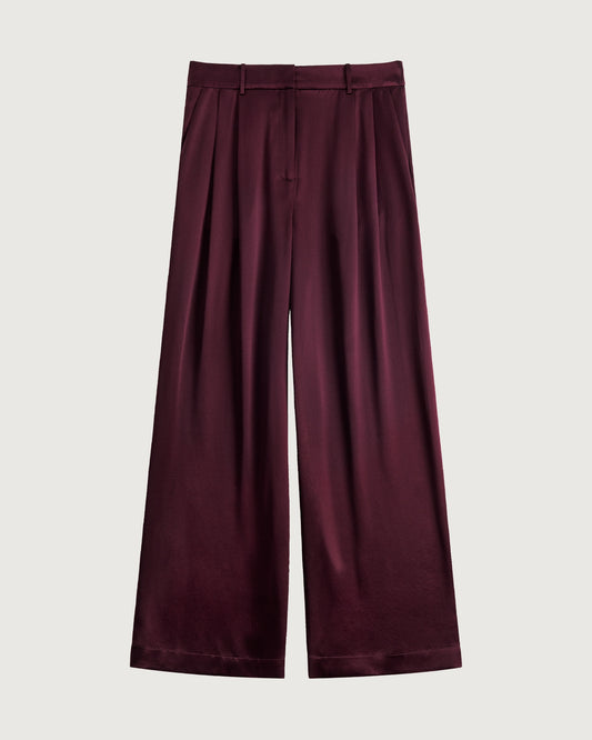 30 Momme Silk Pleated Straight Leg Trousers