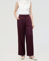 30 Momme Silk Pleated Straight Leg Trousers
