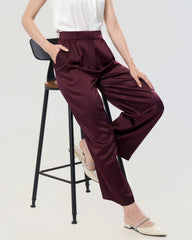 30 Momme Silk Pleated Straight Leg Trousers