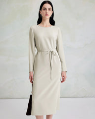 30 Momme Luxury Silk Long Sleeve Midi Dress
