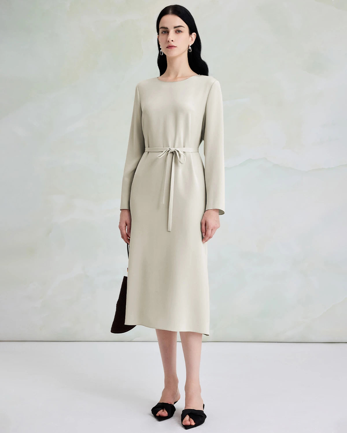30 Momme Luxury Silk Long Sleeve Midi Dress
