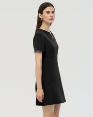40 Momme Silk A Line Short Sleeve Dress