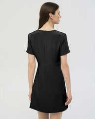 40 Momme Silk A Line Short Sleeve Dress