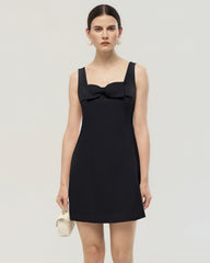 40 Momme Silk Bow Neck Mini Dress