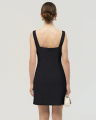 40 Momme Silk Bow Neck Mini Dress