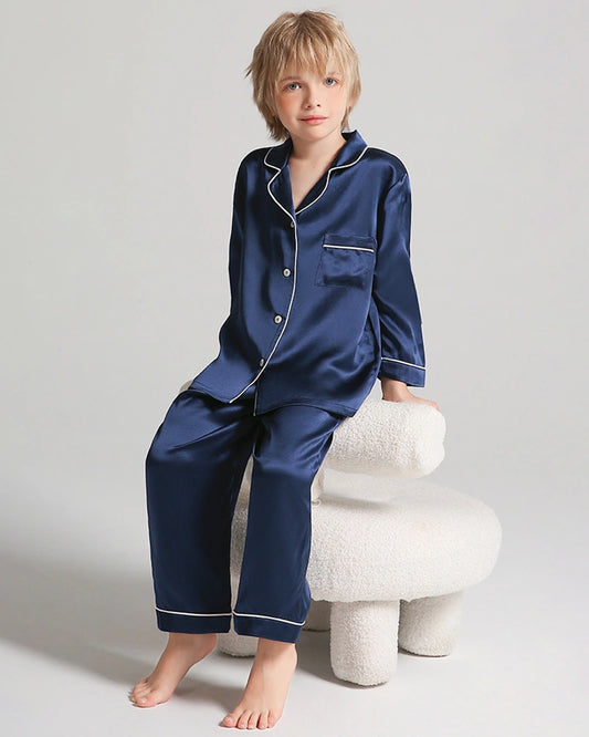 Boys Long Sleeve Silk Pajamas Set