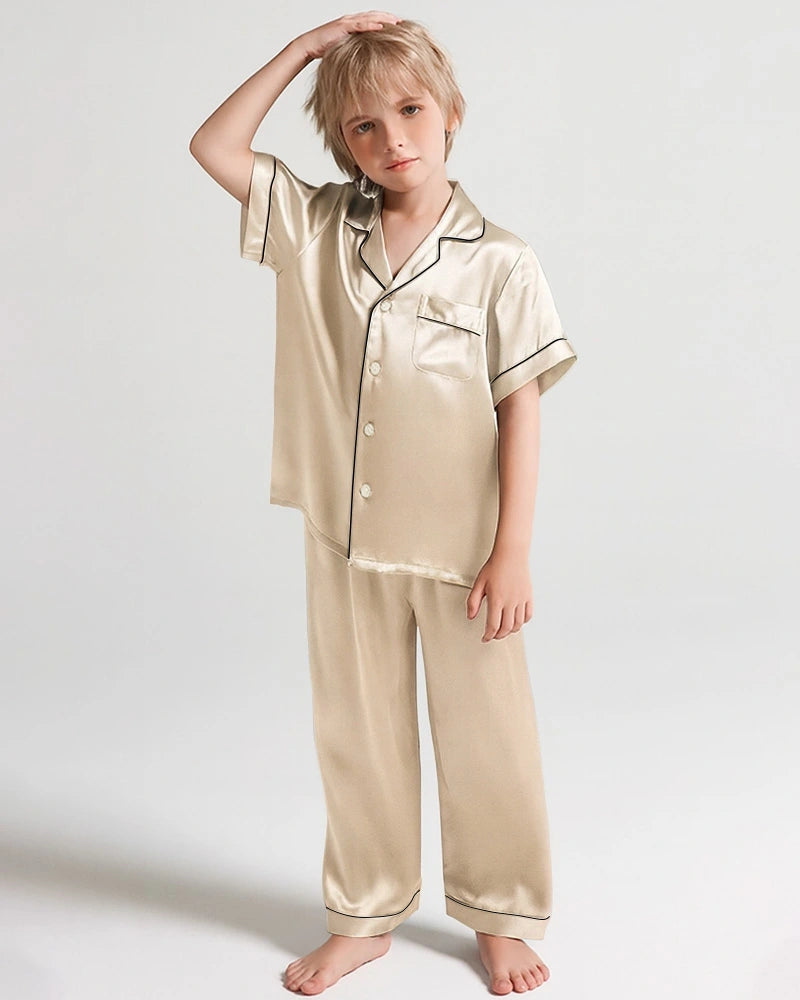 Boys Short Sleeve Silk Pajamas Set - DAISYSILK UK
