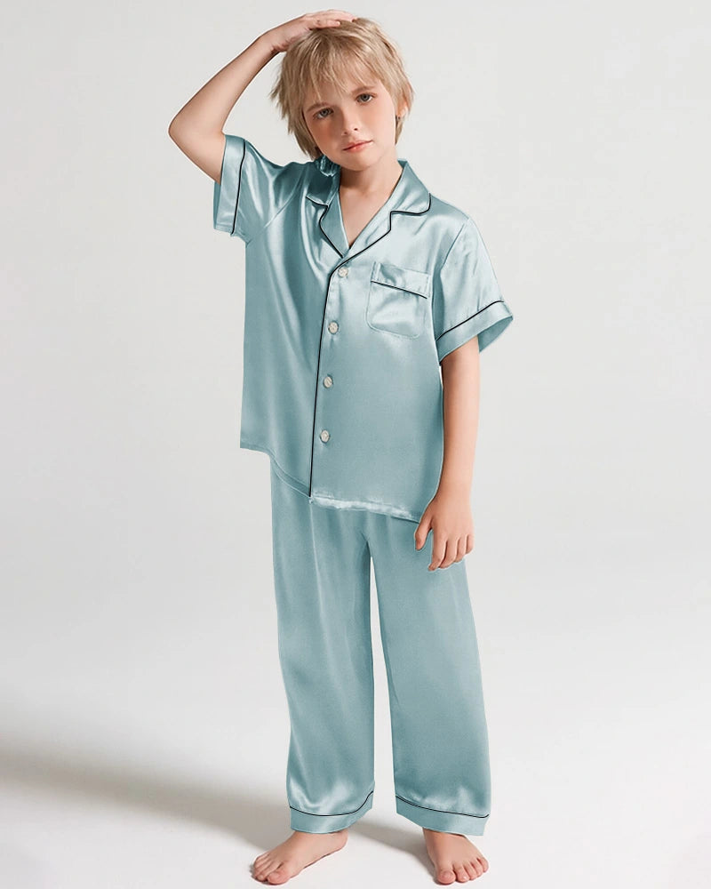 Boys Short Sleeve Silk Pajamas Set - DAISYSILK UK
