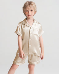 Boys Short Sleeve Silk Pajamas with Shorts