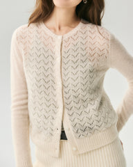 Cashmere Silk Pointelle Chevron Cardigan