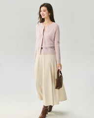 Cashmere Silk Pointelle Chevron Cardigan