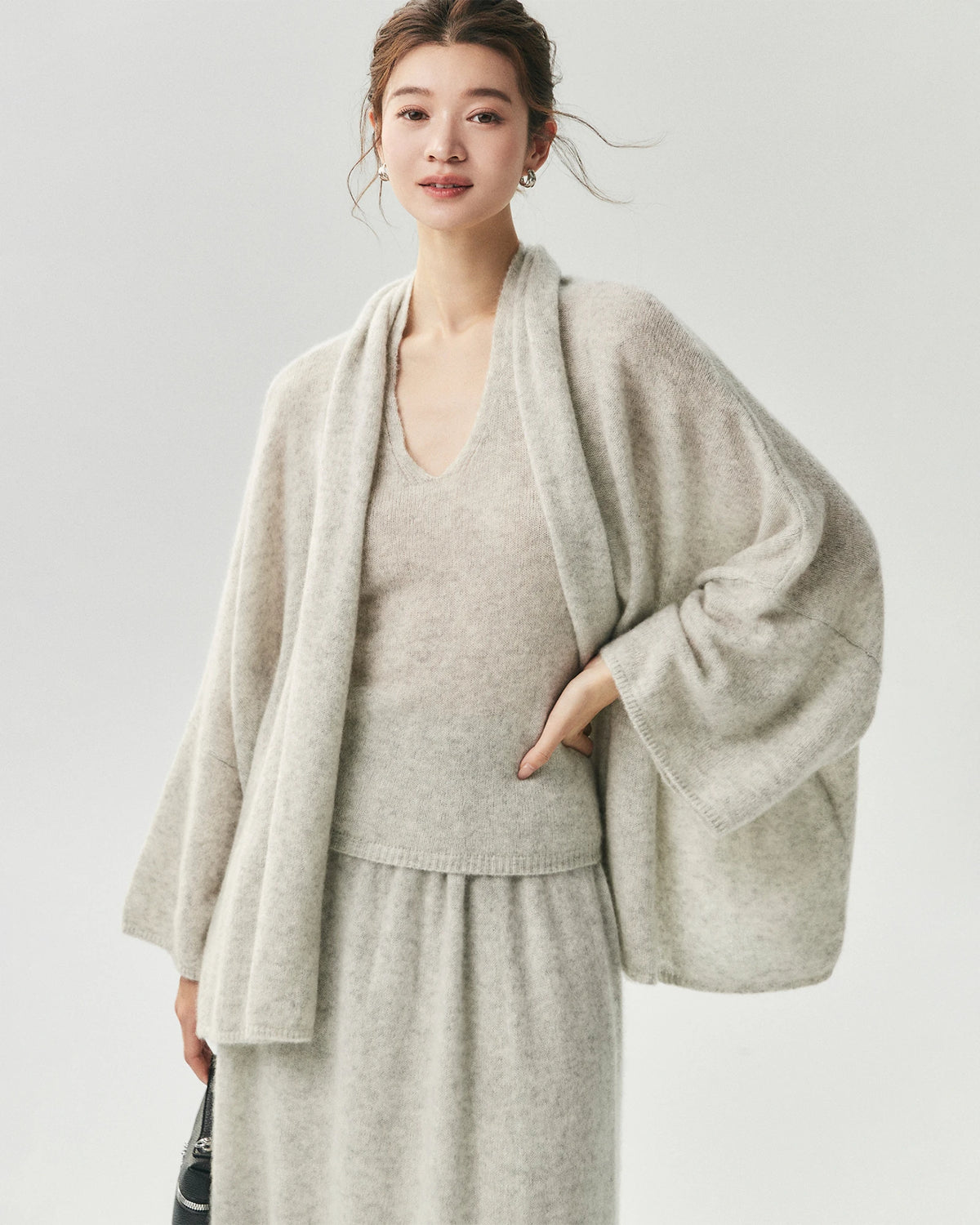 Cashmere Silk Relaxed Wide Sleeve Cardigan