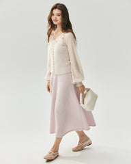 Cashmere Silk Ribbed V-Neck Floral Cardigan