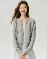 Cashmere Silk 3D Floral Cardigan
